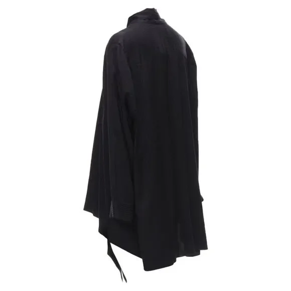 Balenciaga Demna black striped pussy bow cascade hem oversized shirt - Picture 5 of 6